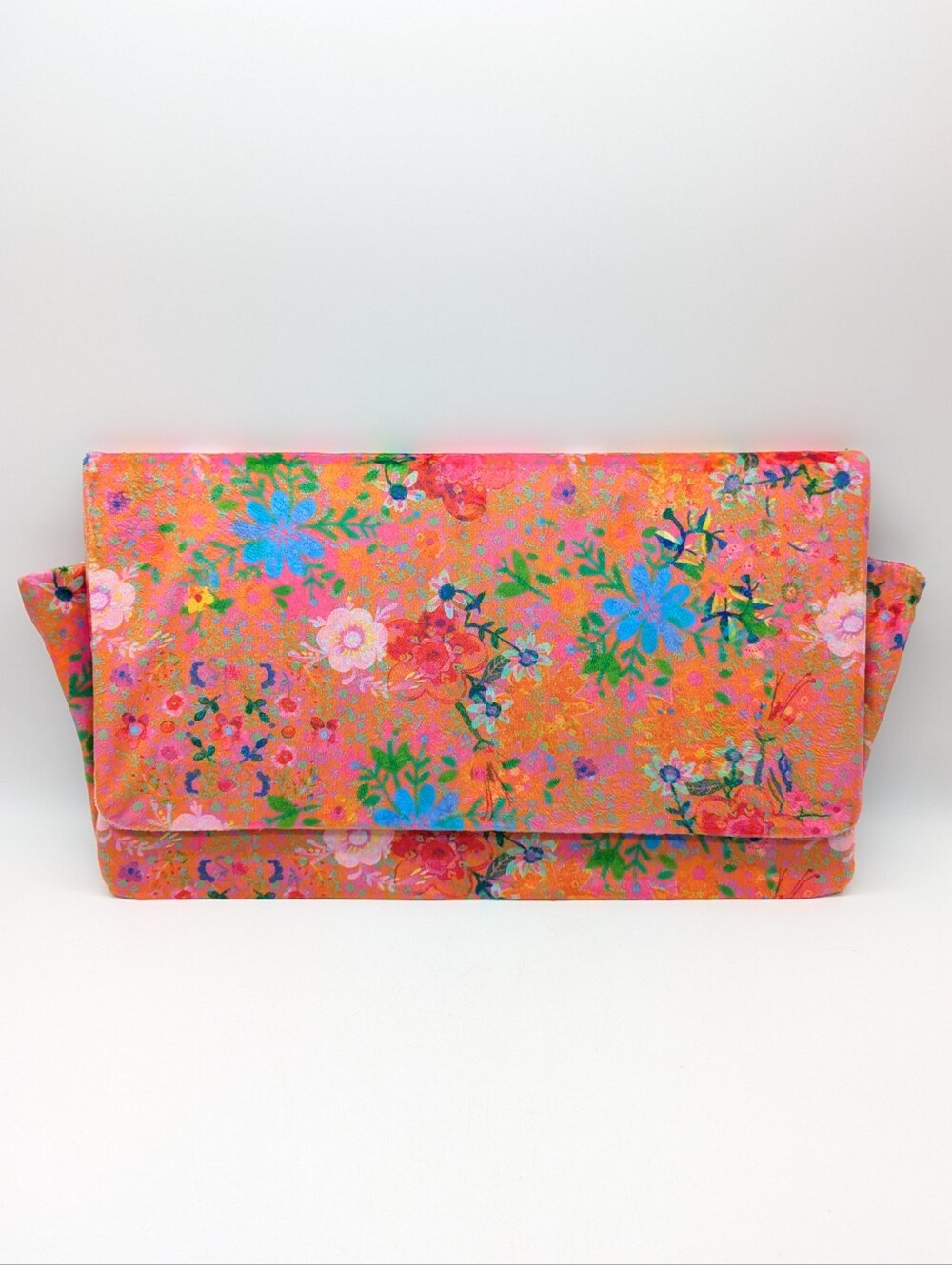 Natural Life Orange Pink Blue Floral Bedside Organizer Caddy